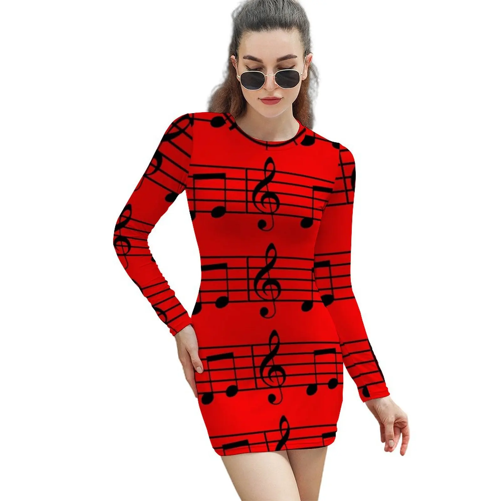 

music notes Long-Sleeved Sheath Dress dress women's summer clothing 2024 Woman dresses dresses for special events