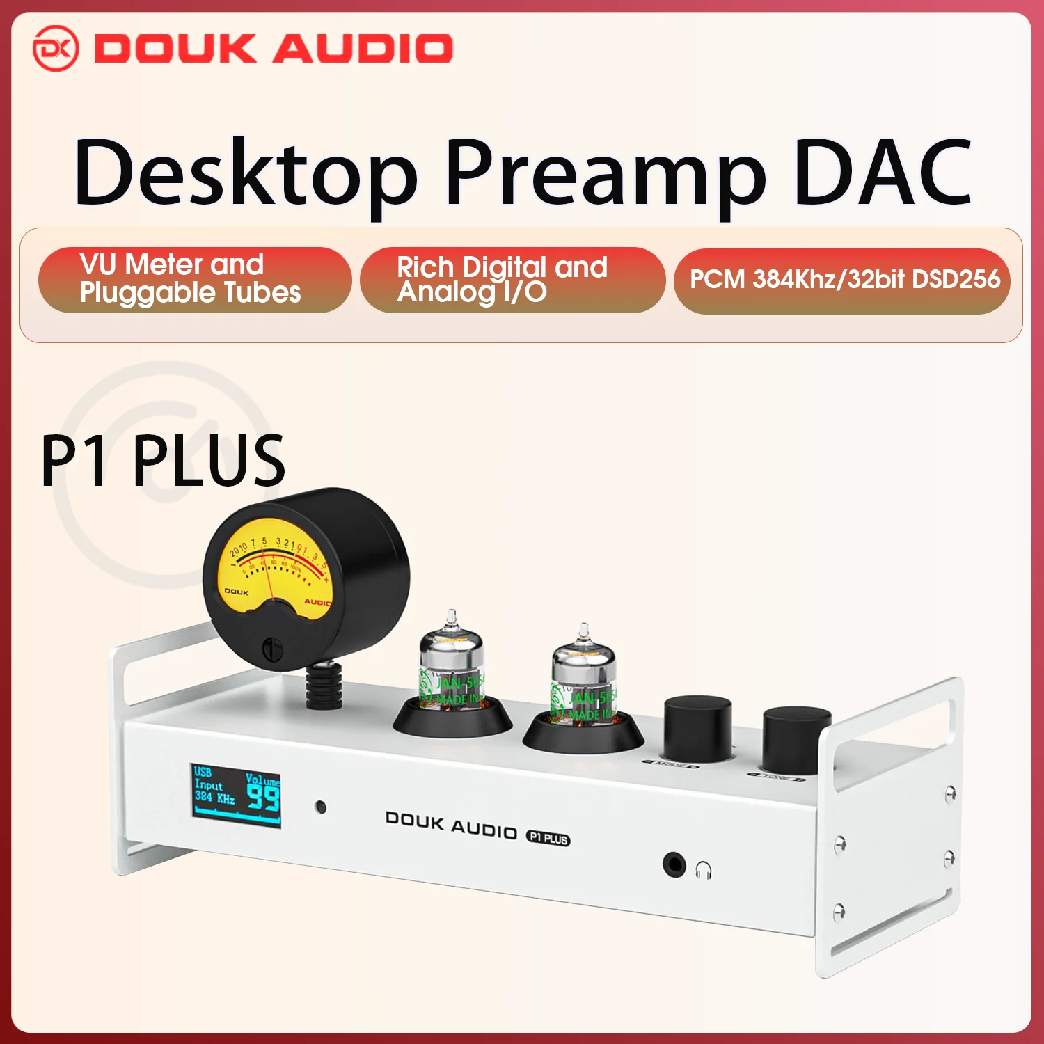 Douk Audio P1PLUS Bluetooth ламповый предусилитель USB ЦАП усилитель для наушников с поддержкой VU Meter DSD256