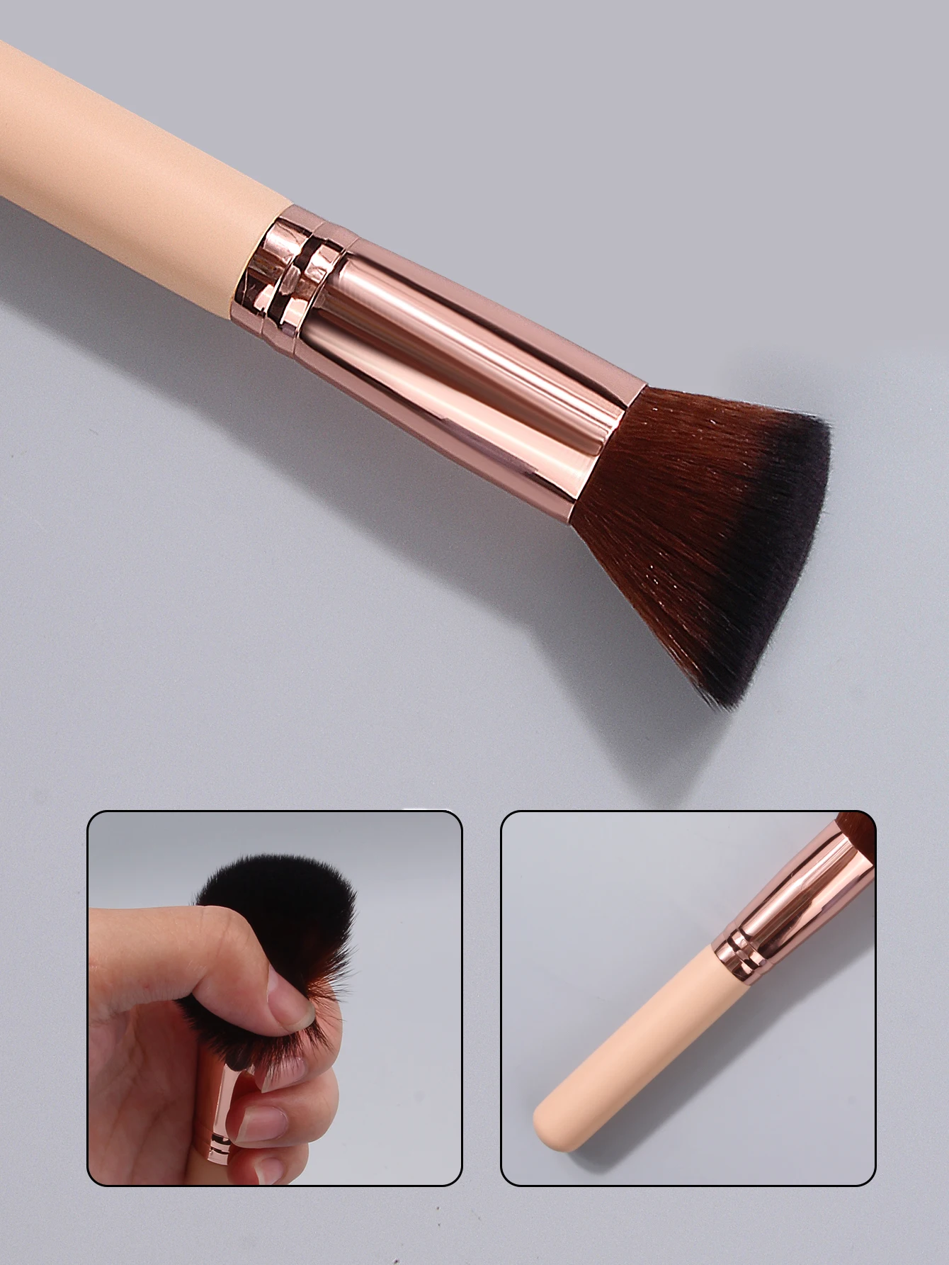 High-quality flat and slanted foundation brush, contour brush, beginner's makeup tool, facial blush brush, portable makeup brush