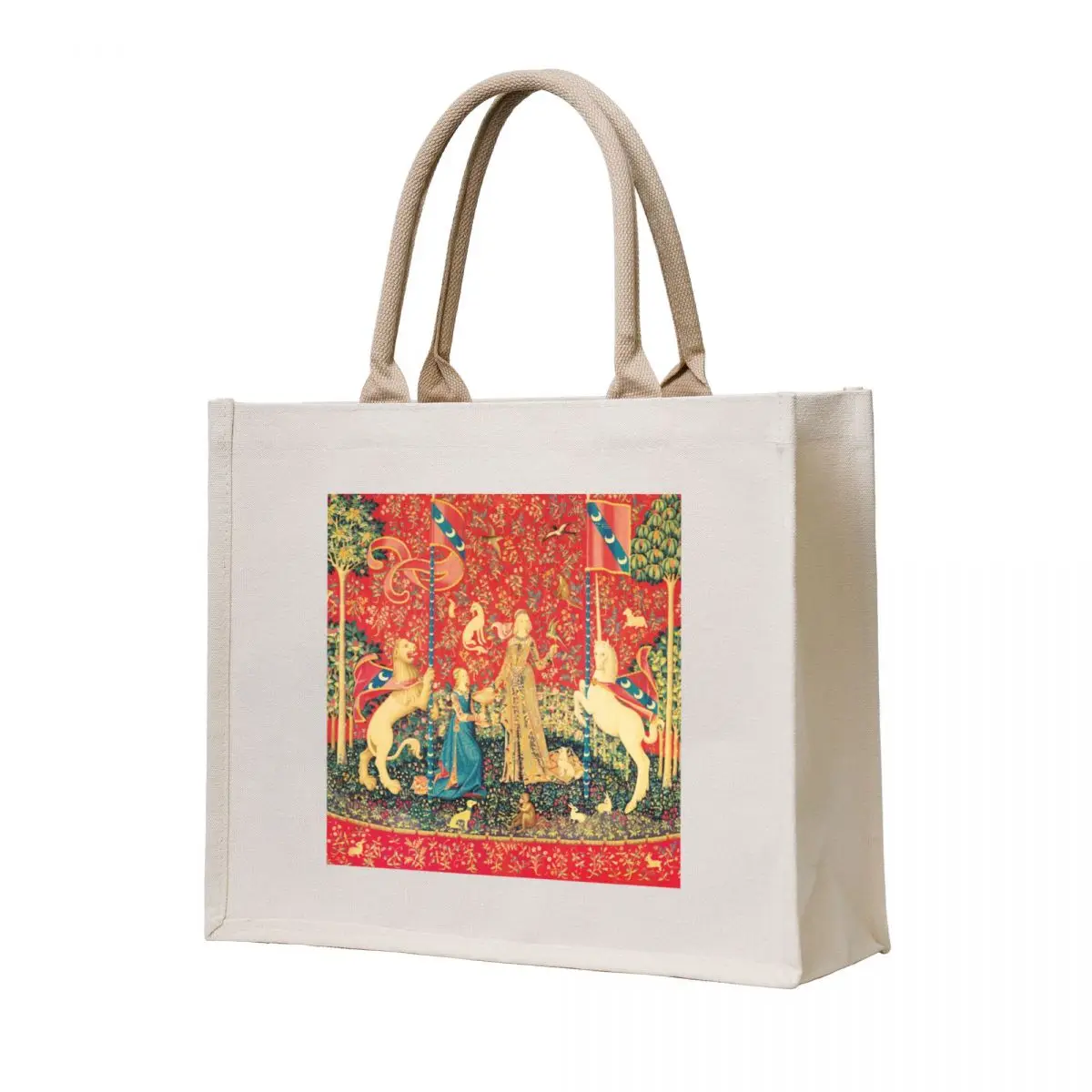 

LADY AND UNICORN Taste, Red Green Fantasy Flowers,Animals Tote Bag Shopper handbag shopper bags sac pour femme