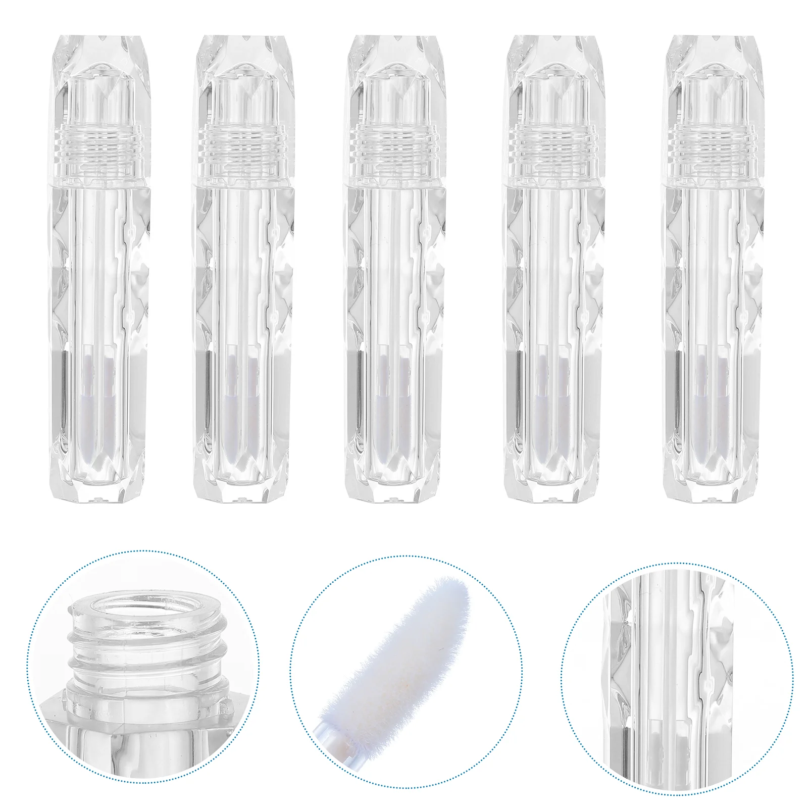 

5 Pcs Lip Gloss Kids Empty Tube of Lipstick Balm Kit Plastic Color Container Clear