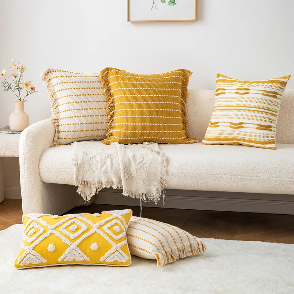 30x50/45x45cm Yellow Throw Pillow Cover Modern Living Room Sofa Cushion Cover Model Room Bedside Pillowcase Window Home Decor