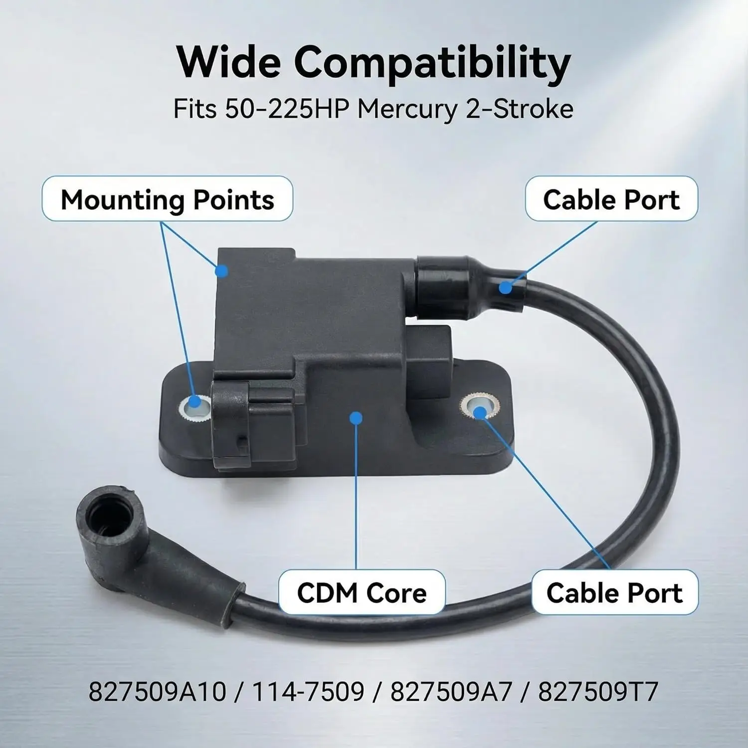 3-Pack 827509A10 CDM Module Ignition Coil for Mercury Outboard 50 75 90 2-Stroke Replaces 827509T7 114-7509 Force Mariner 4-Cyl