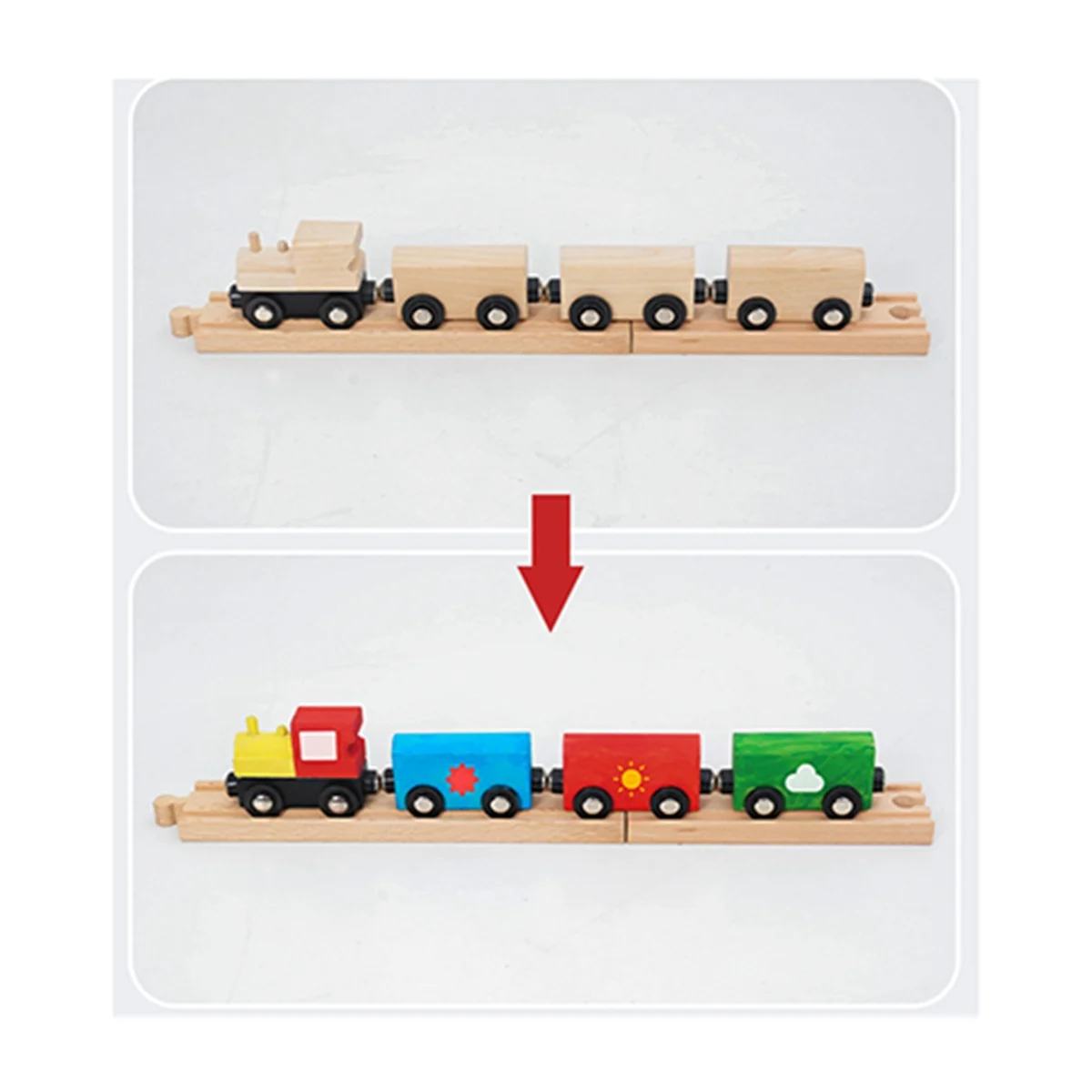 

Set of DIY Wooden Train Track Adapters Railway Accessories