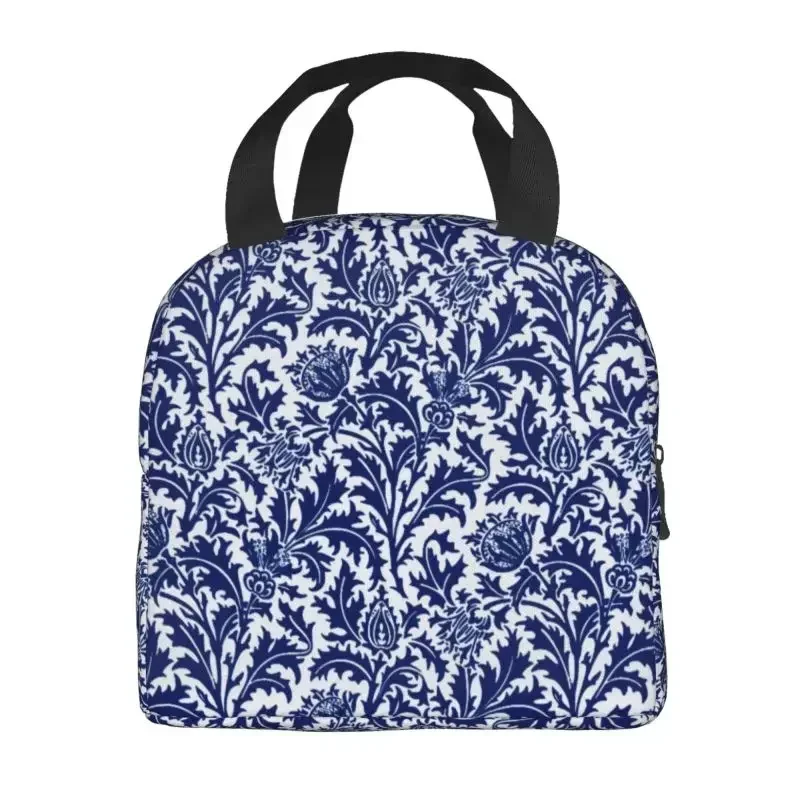 William Morris Thistle Damask Thermal Insulated Lunch Bag Women Floral Textile Pattern Portable Lunch Container Storage Food Box