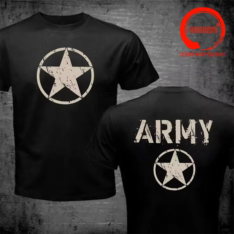 Vintage Distressed United States US Army T Shirt Men 100% Cotton O-Neck Fashion Clothing Short Sleeve Summer Casual Mens T-shirt