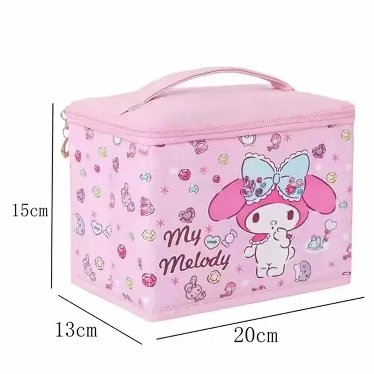 Kawaii Sanrio Hello Kittys Cinnamoroll Kuromi Cute Girl Heart Handheld Makeup Box Cartoon Sundries Storage Box Girl Anime Gift