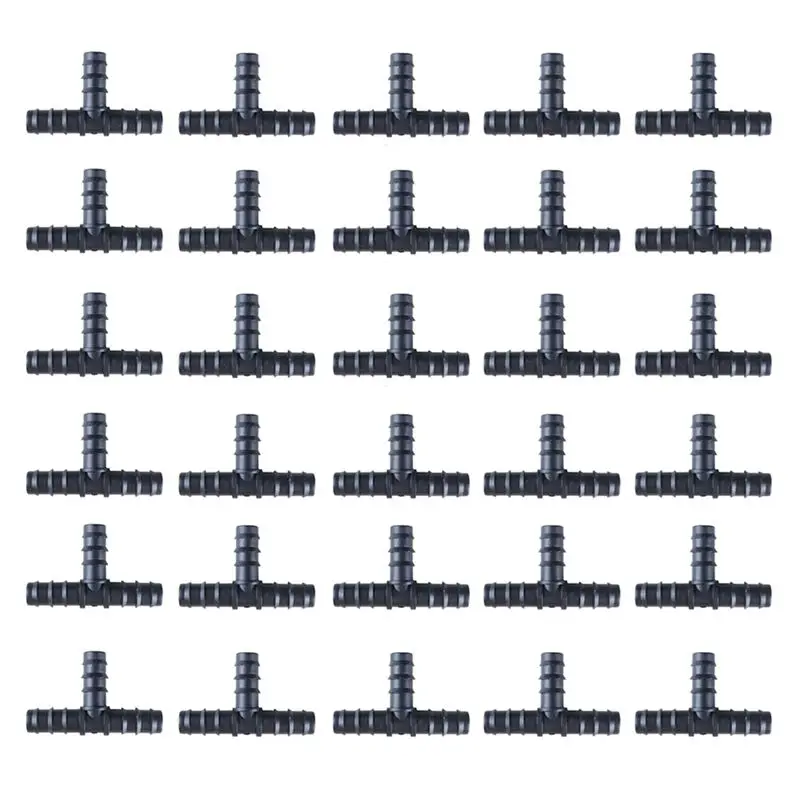 ABKJ-200PCS Drip Irrigation Connectors 16Mm Barbed Connector Tee Couplings Irrigation Connectors For Drip Tubing Watertubing
