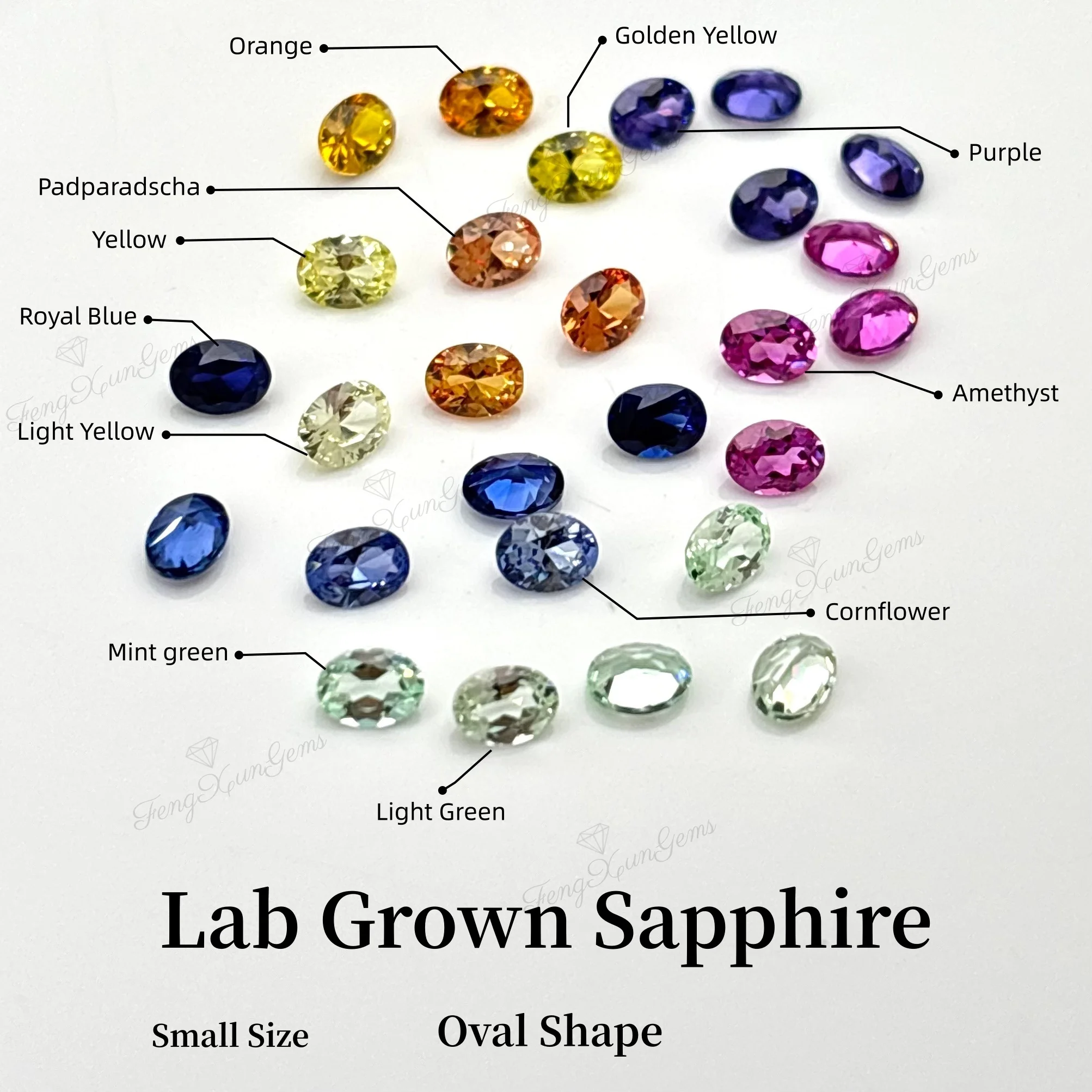 Lab Grown Sapphire Oval Cut Multiple Color Small Size Loose Gemstones For DIY Bracelet Necklace Earrings Making Extremely Shiny