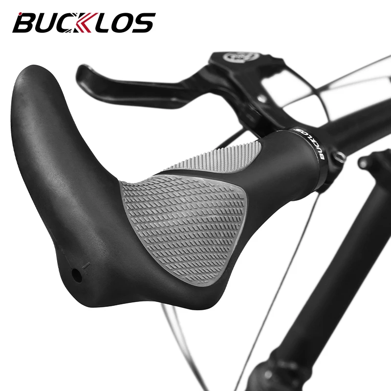 BUCKLOS Ergonomics MTB Cuffs Widen Bicycle Handlebar Grips Lock on Mountain Bike Grip Horn Shape Bike Handle with Rest Bar