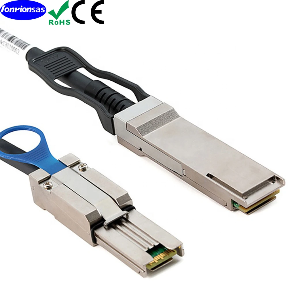 LONRIONSAS#QSFP (SFF-8436) to SFF-8088 DDR Hybrid Min SAS Cable, External Copper SAS Cable for NetApp DS4243 DS4246 DS2246