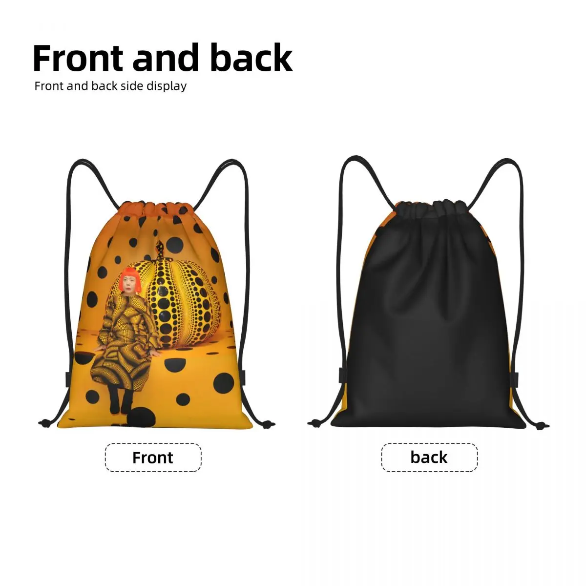 Yayoi Kusama Pumkin Drawstring Backpack Sports Gym Bag for Women Men Abstract Art Shopping Sackpack