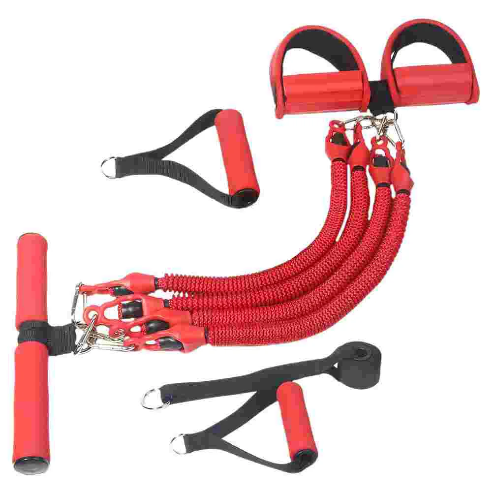 

Exercise Resistance Bands Four-tube Pull Rope Yoga Exerciser Drawstring 70x255cm Foot Pedal Tension Pulling Red Sports Fitness