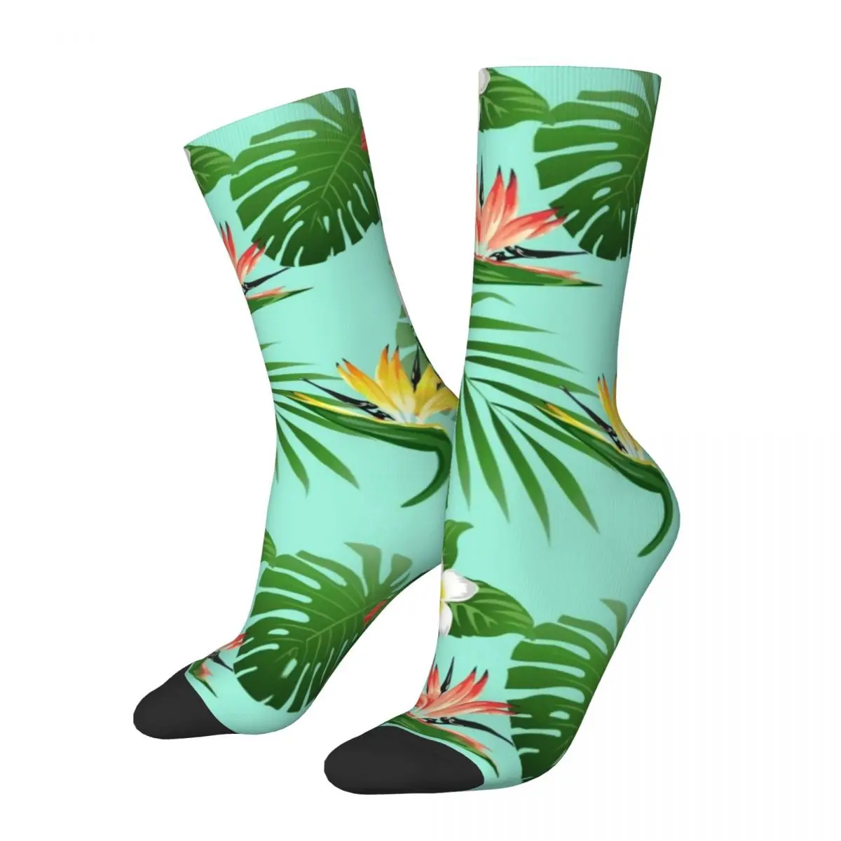 Gorgeous Tropical Floral Socks Spring Hawaii Flower Stockings Funny Women Soft Breathable Socks Custom Running Anti Skid Socks