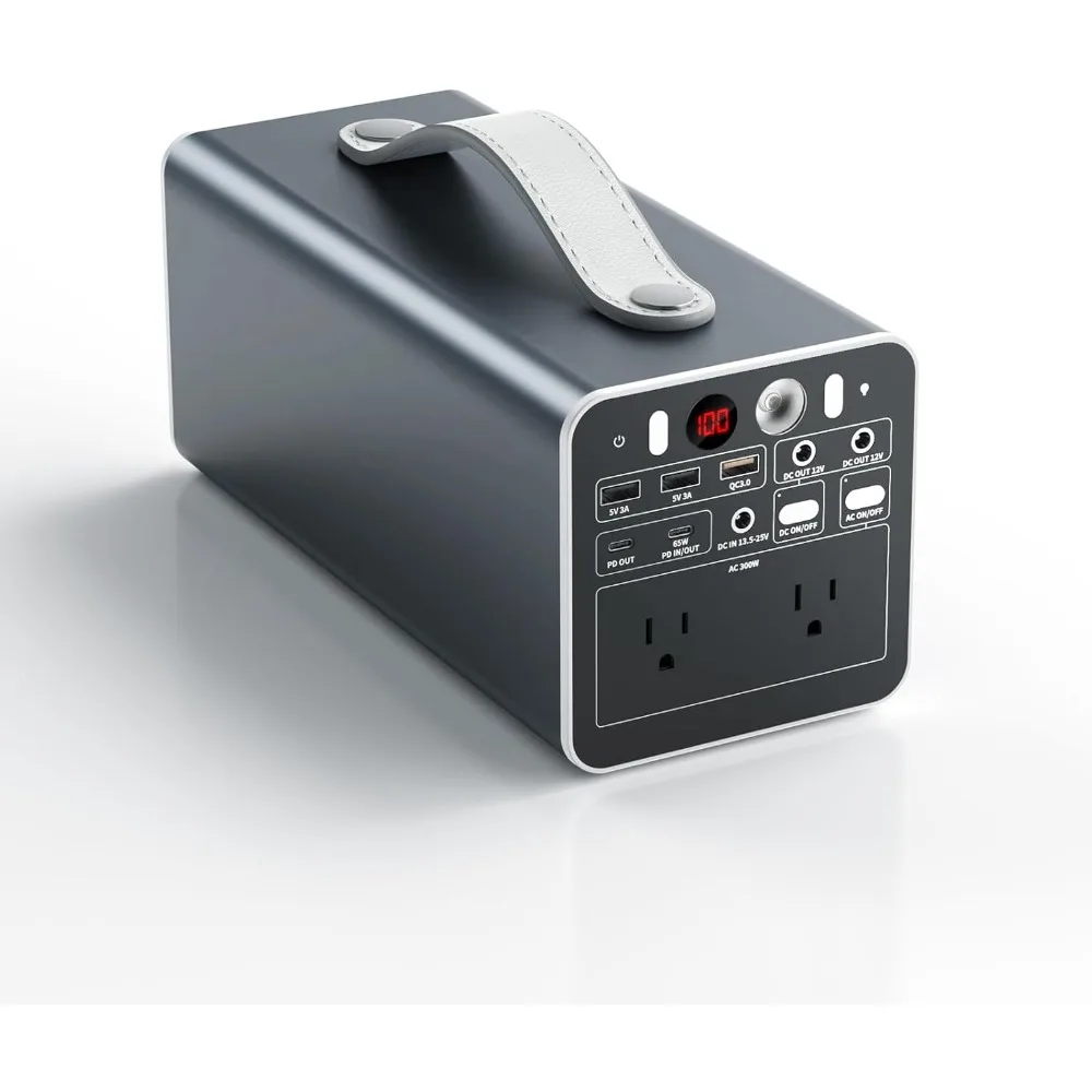 محطة طاقة محمولة بقدرة 300 وات بسعة 299.7 وات في الساعة، ومخرج تيار متردد، ومنافذ PD/USB-C بقدرة 65 وات لشحن الكمبيوتر المحمول وإمدادات الطاقة