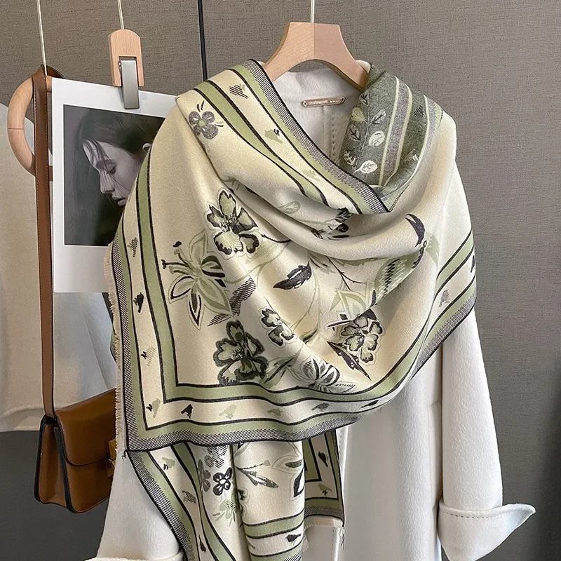 2024 Luxury Travel Poncho Warm Cashmere Scarf Women Thick Blanket Winter Bufanda Shawl Print New Wraps Pashmina Female Stoles