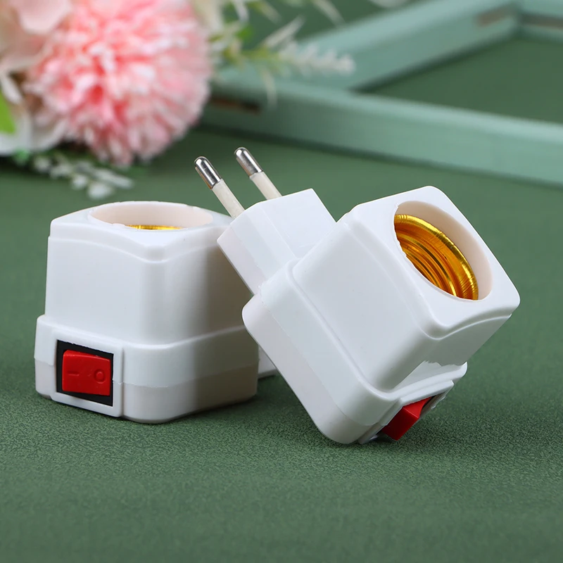 1Pc E27 Socket Lamp Bulb Adapter White LED Light Lamp Bulbs Socket Base Lamp Holder Holder Plug Adapter ON/OFF Switch