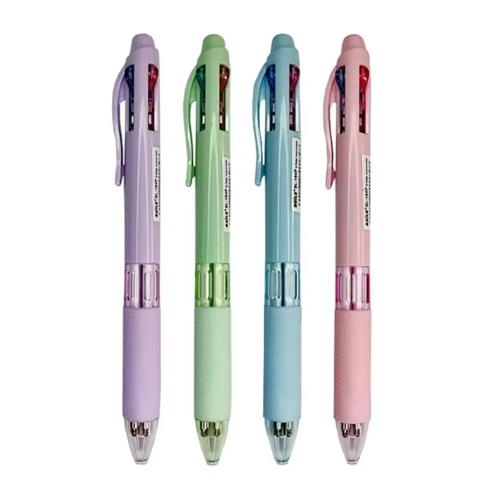 

6pcs 4 in 1 Multicolor Ballpoint Pens 0.7mm Refill Soft Multicolor Retractable Pen Rubber Grip Stationery Press Roller Ball Pen