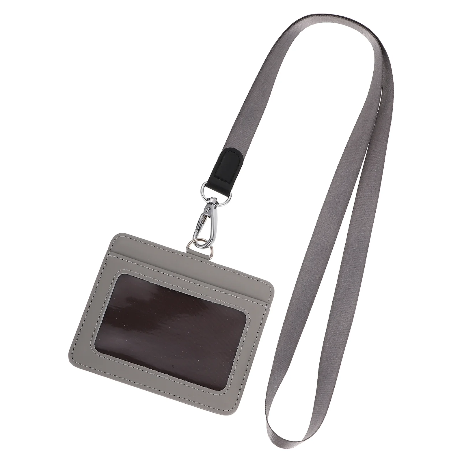 PU ID バッジホルダー 組み立てが簡単 保護 ID カードケース 軽量カバー ランヤード付き 仕事会議展示会用