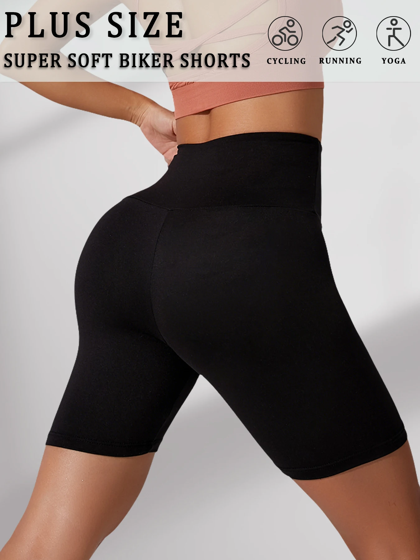 

Women's High Waisted Biker Shorts Super Soft Tummy Control No See Through Workout Yoga Running Athletic Push Up Gym Fitness