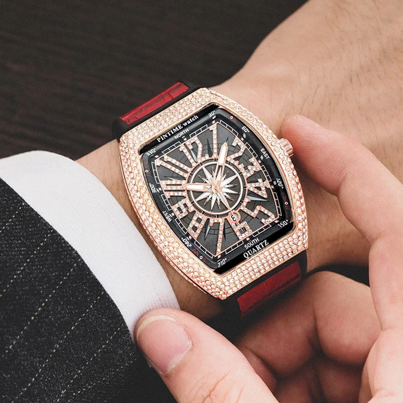 

Fashion Luxury Diamond Watches for Men Top Brand Sport Watch Men's Quartz Clock Waterproof Casual Wristwatch Chronograph Clock