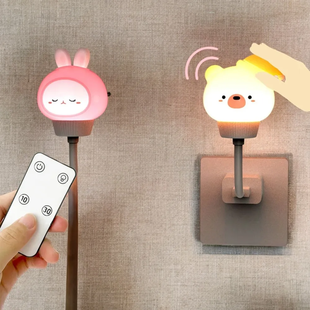 Adorable Cute Lovely Remote Control Cartoon Night Light - Charming Ideal Kids Bedside Table Lamp - Beautiful USB-Powered Decorat