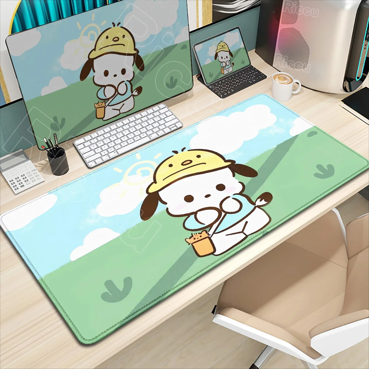 

New HD Print Large Sanrio Pochacco Mouse Pad Cartoon Laptop Keyboard Cushion Girl Kawaii Style Anti Slip Mouse Pad Birthday Gift