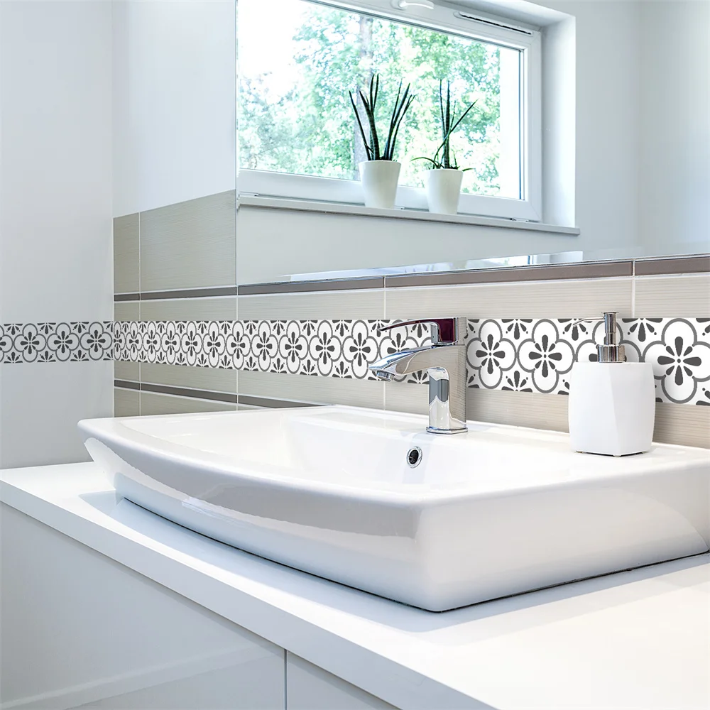 Mosaik Badezimmer Taille Linie Wandaufkleber Wasserdicht Peel & Stick Kunst Backsplash Küche Büro Sockel Linie Dekor Tapete – Detail 22