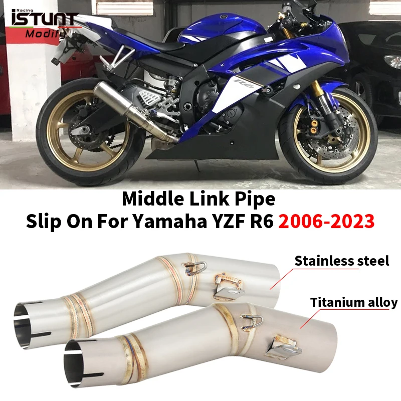 Motorcycle Exhaust Escape Moto System Modify Middle Link Pipe Connect 60mm Muffler Slip On For Yamaha YZF R6 R 6 2006 - 2023