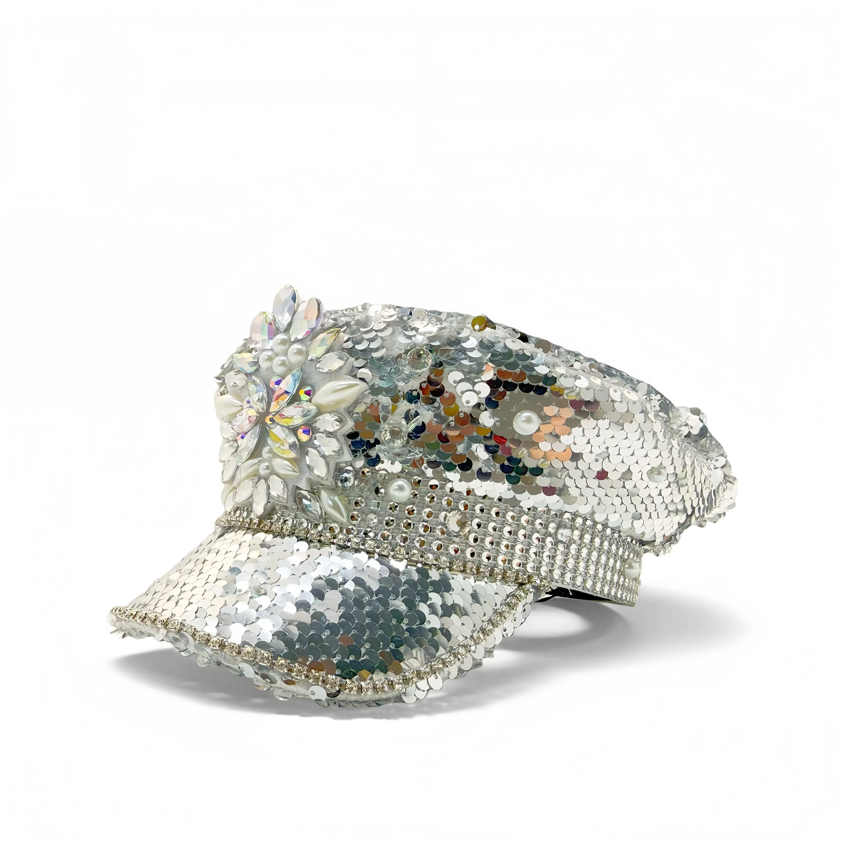 

Rhinestone Captain Hat | Sparkly Adjustable Military Hats for Music Festivals, Bars, Bachelorette Party – Shiny Costume Cosplay
