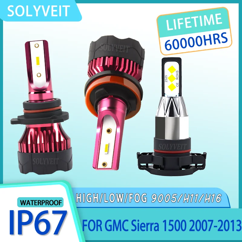 

Plug-and-Play waterproof 9005 H11 H16 LED Headlight high/low foglight For GMC Sierra 1500 2007 2008 2009 2010 2011 2012 2013
