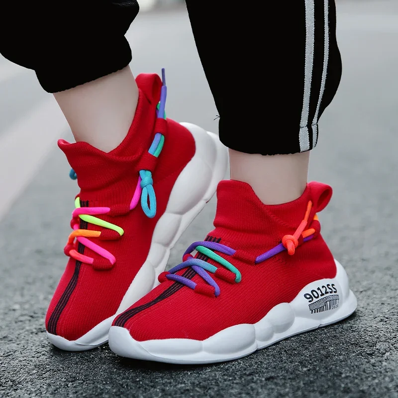 Children Casual Knitting Running Shoes 2026 Kids Fashion Sneakers for Boys Girls Tennis Shoes Breathable Sports Running Shoes
