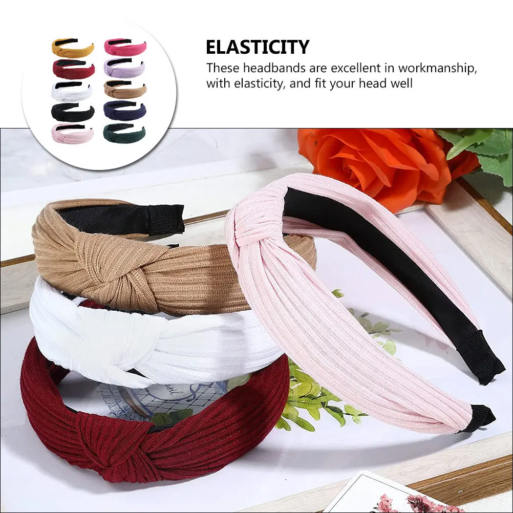 

10pcs Knitting Craft Headbands Simple Wide Hairbands Comfortable Hair Tied Headband For Women Haircut Decor Accessory