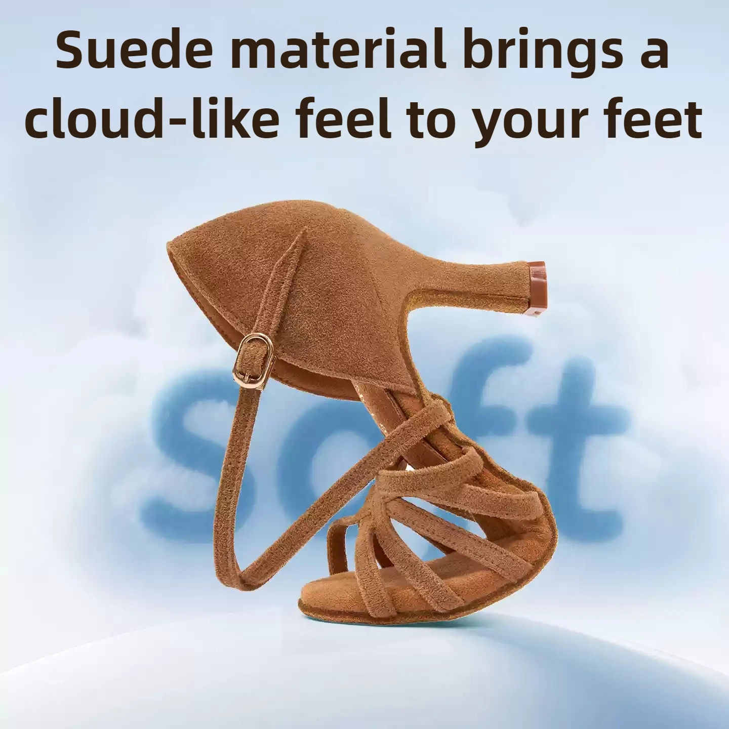 Sapatos de dança latina do Reino Unido para mulheres, camurça de salto médio alto, sola flexível Cha Cha de salão