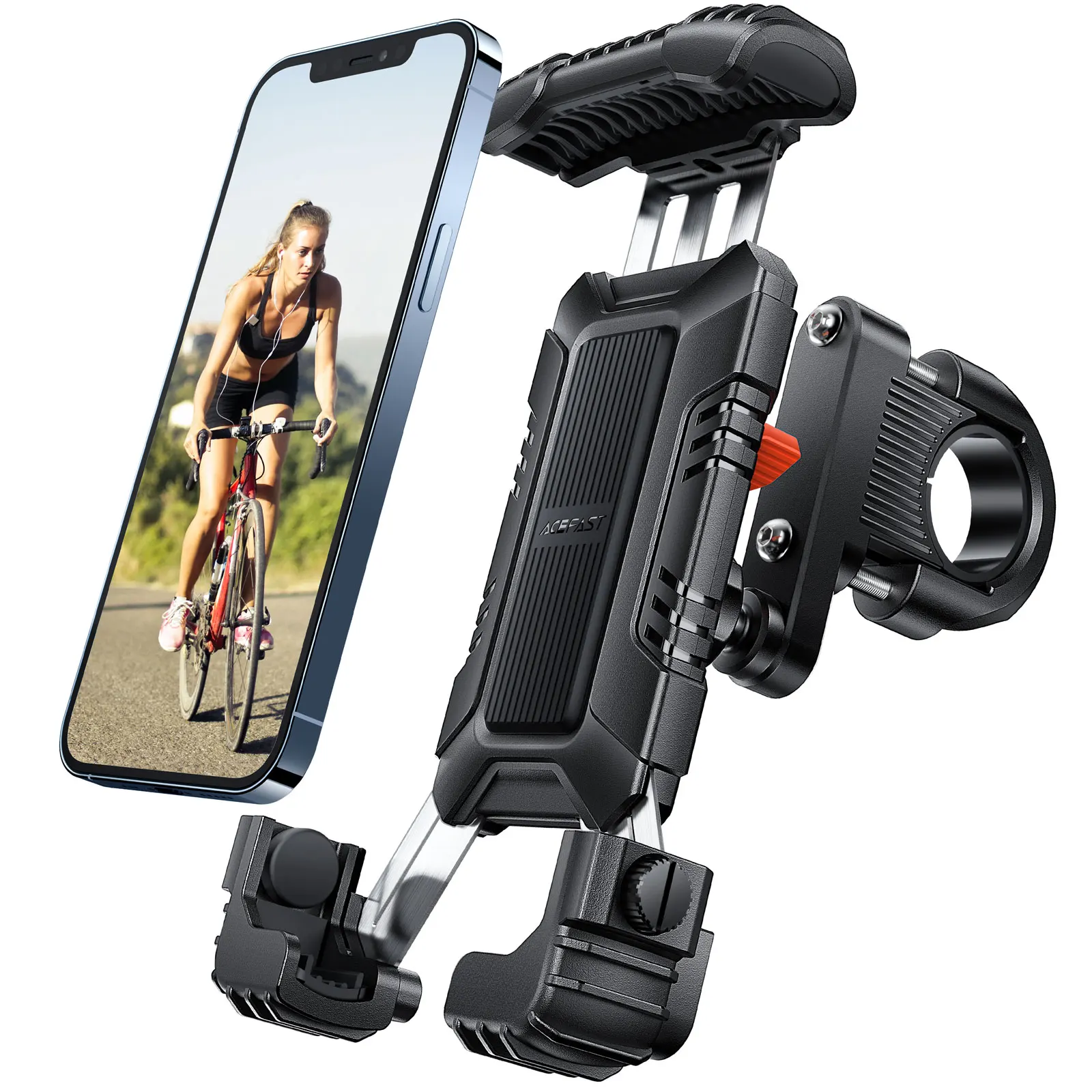 ACEFAST Universal Motorcycle Bicycle Phone Holder For iPhone 13/12 Anti-Skid Shock Absorption Bicycle Bracket For Xiaomi Samsung