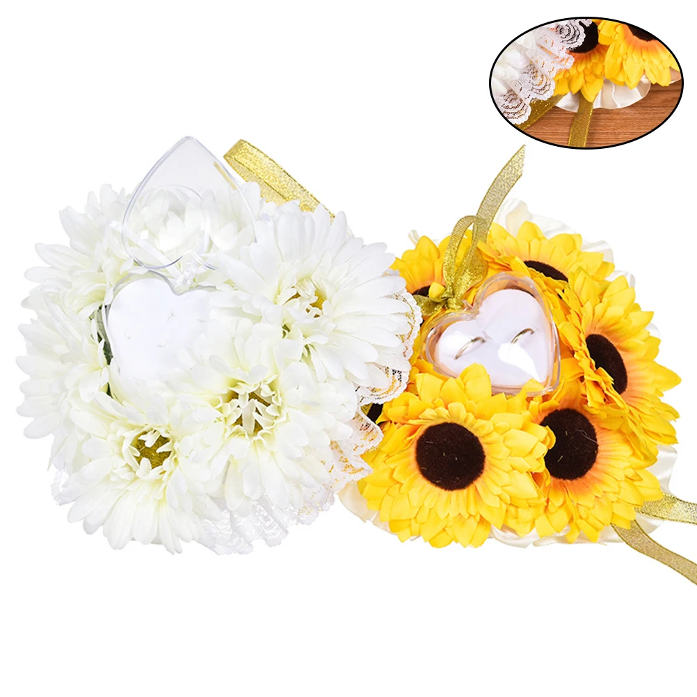 

Sunflower Design Soft Comfortable Wedding Cushion For Engagement Party Supplies Yellow Decorative Romantic Bridal Accessories