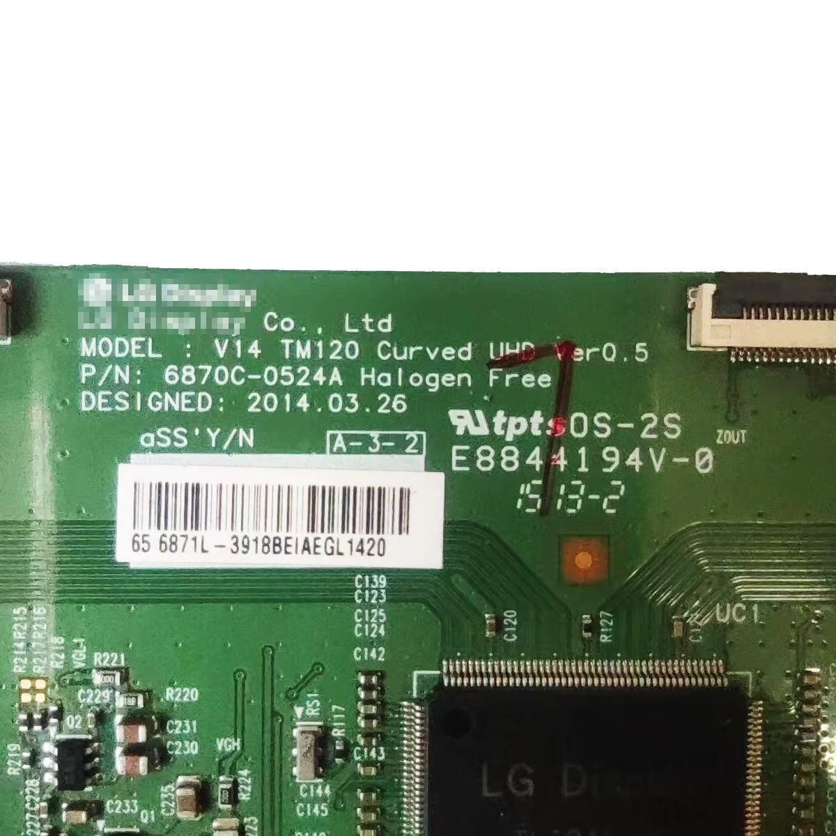 Original 6870C-0524A 6871L-3918B 6871L-3748B T-con Board is For LG 65UC970V 65UC970V-ZA 65 INCH Logic Board TV