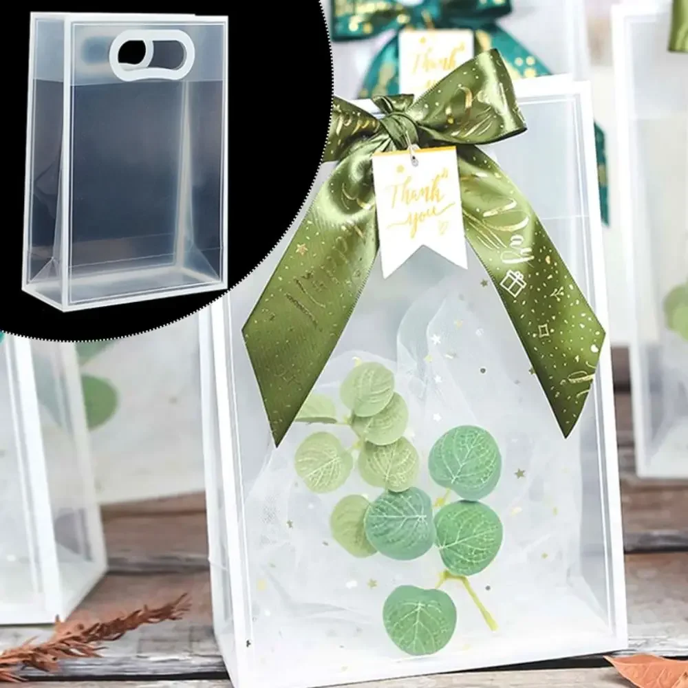 New Transparent Gift Bags Handbag Portable PVC Wedding Tote Gift Bag Birthday Wedding Party Small Business Packaging Bag