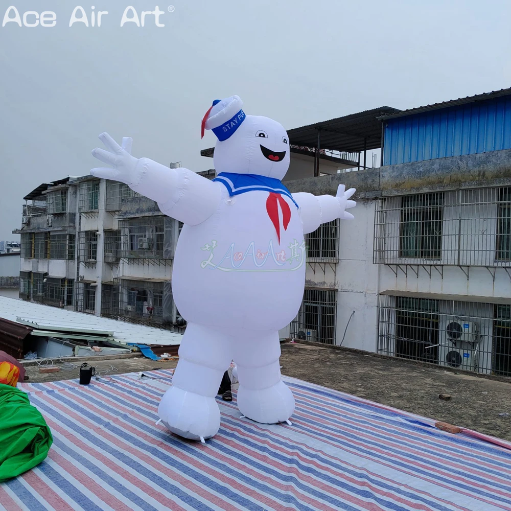 Indoor Advertising Cartoon Inflatable Ghostbuster Stay Puft Marshmallow Man with Lights for Promotion with Blower Inside