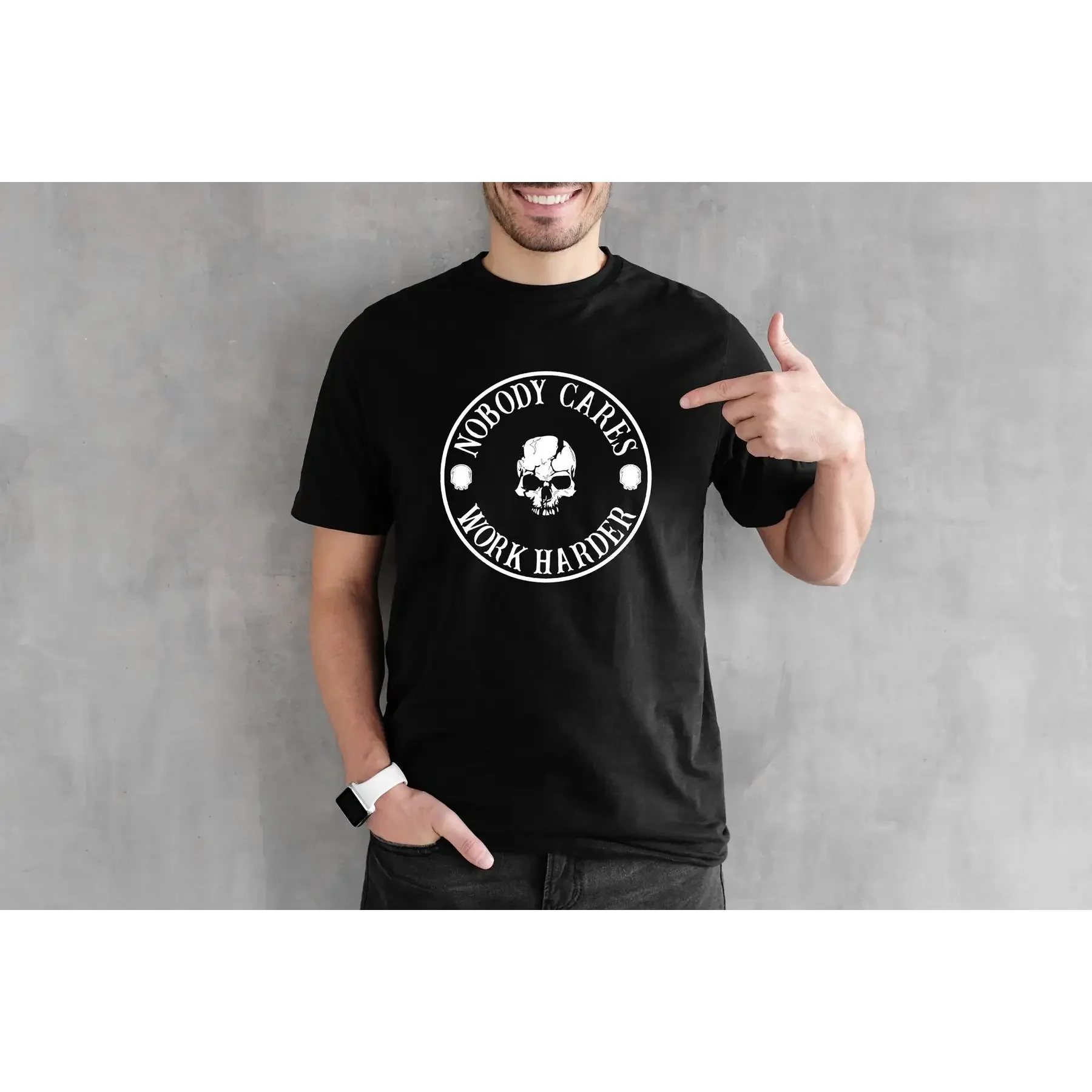 Nobody Cares Work Harder T Shirt Tshirt Graphic T s 100 Cotton Black White or Gray Tee Motivational