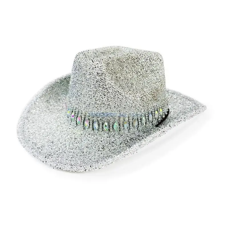 340D Eye-catching Hat Glinting Glitter Cowboy Hats for Carnivals Music Festival