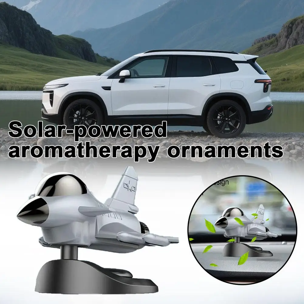 Solar Plane Car Air Freshener | 360° Rotating Dashboard Ornament | Ocean Scent With Geranium/Basil | Silent & Residue-Free