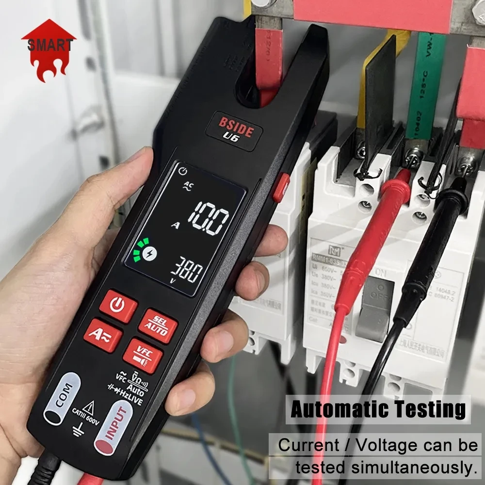 BSIDE Profesional Fork Meter 9999 Counts USB Charge Electrical Tester Clamp meter True RMS 600A Digital DC AC Clamp Meter NCV U6