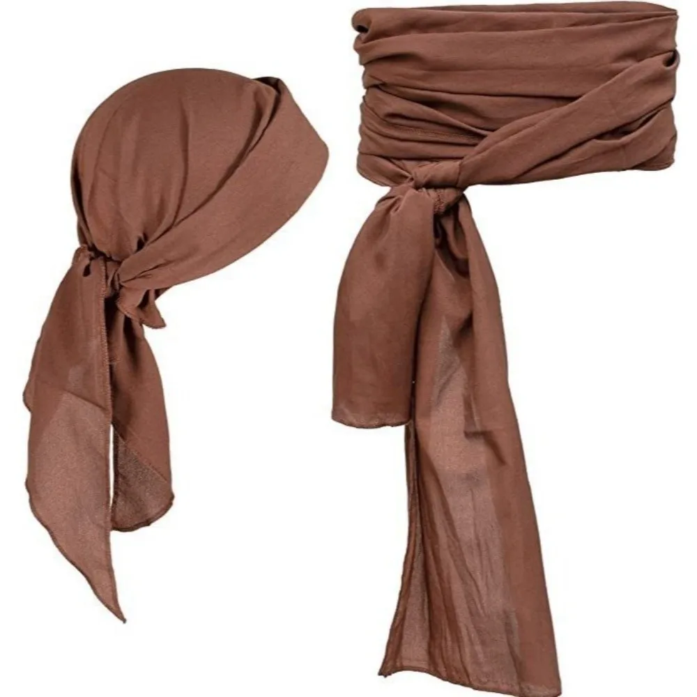 Canvas Pirate Headband Waist Belt Head Wrap Solid Color Halloween Scarf Belt Triangle Scarf Medieval Renaissance Cosplay Costume