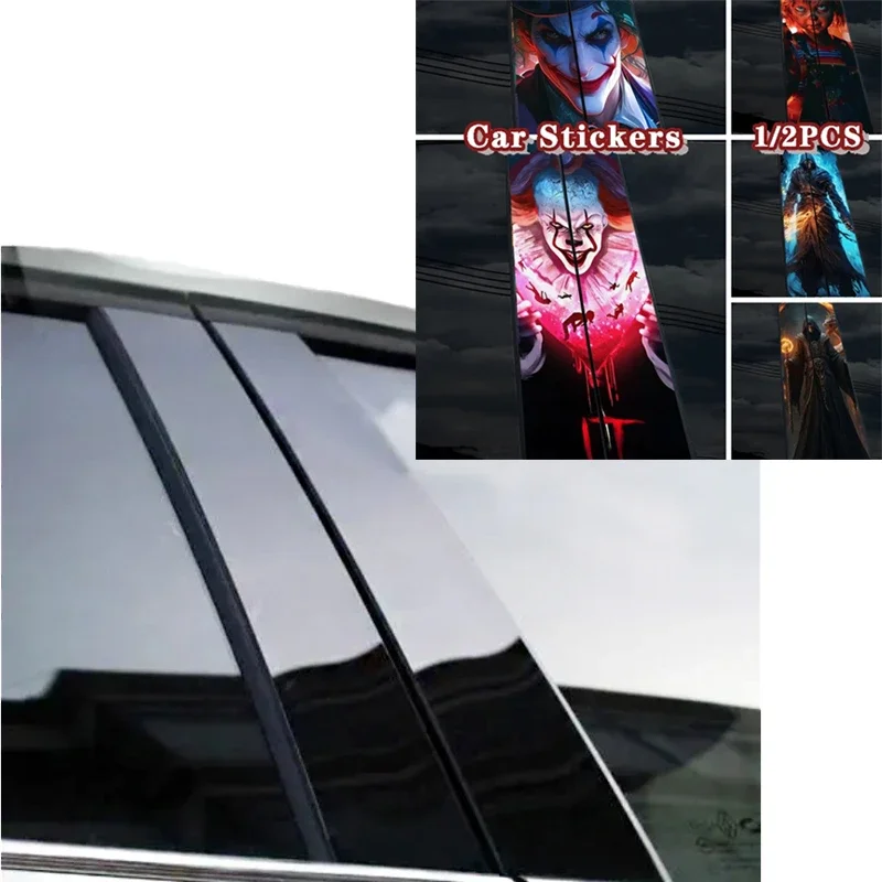 

1 шт./2 шт. аниме тематика Хэллоуин Ужасы автомобильные наклейки B-pillar виниловые наклейки водонепроницаемые стикеры в центр автомобиля
