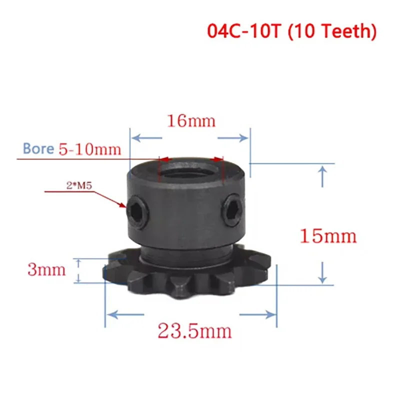 1 pz #25 ruota dentata trasmissione a catena 9 denti 10 denti foro 5/6/8/10mm passo 1/4 \