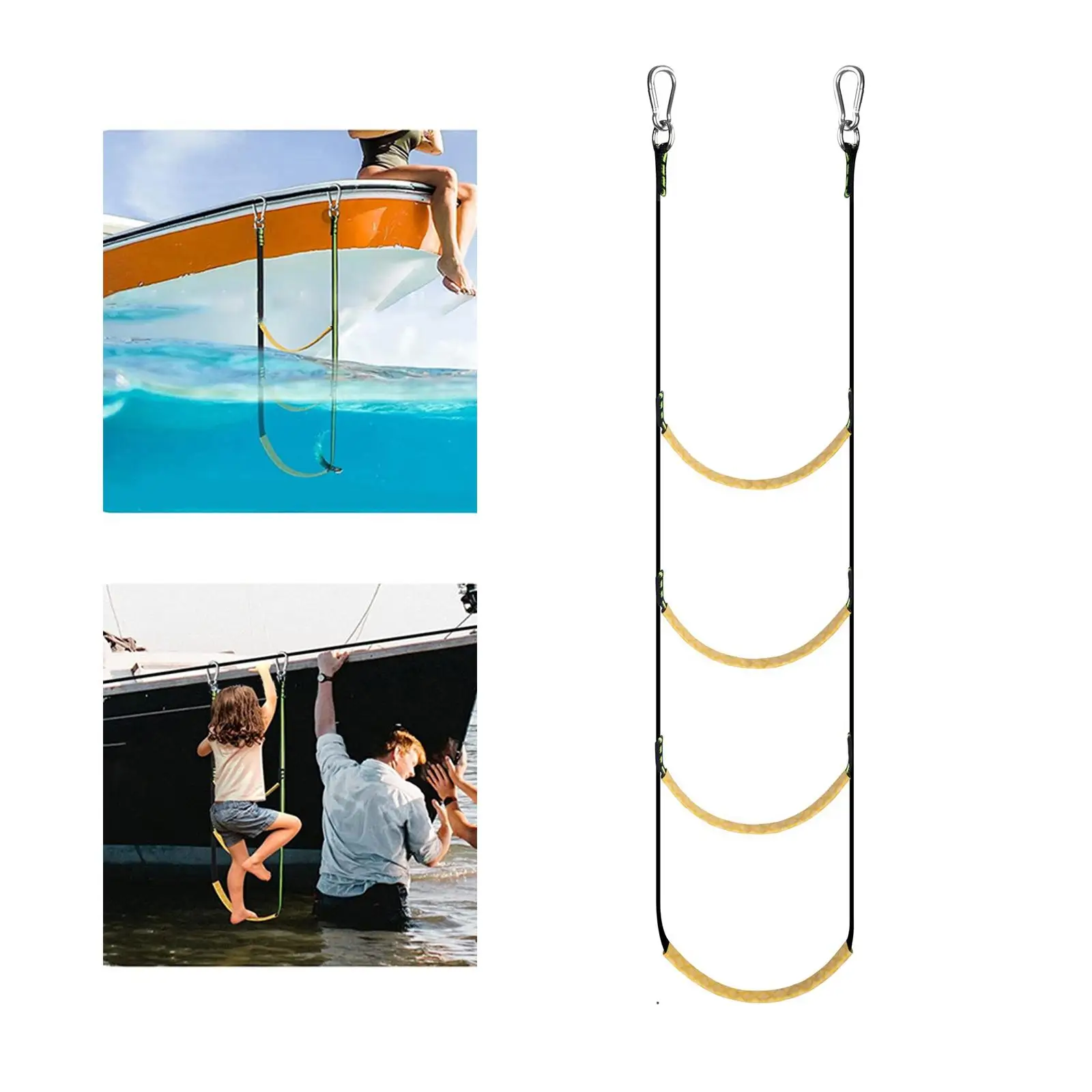 

Portable four Rope Ladder Boat Rope Ladder Extension,Assist Boat Folding Ladder,Swim Ladder for Sailboat ,Kayak, Canoeing