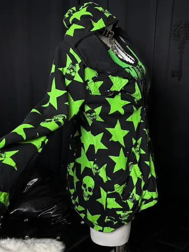 Imagen 2 del producto Kimutomo-chaquetas Vintage con estampado de calaveras para mujer, prendas de vestir a la moda de otoño, abrigos góticos Grunge, Harajuku estético Y2k