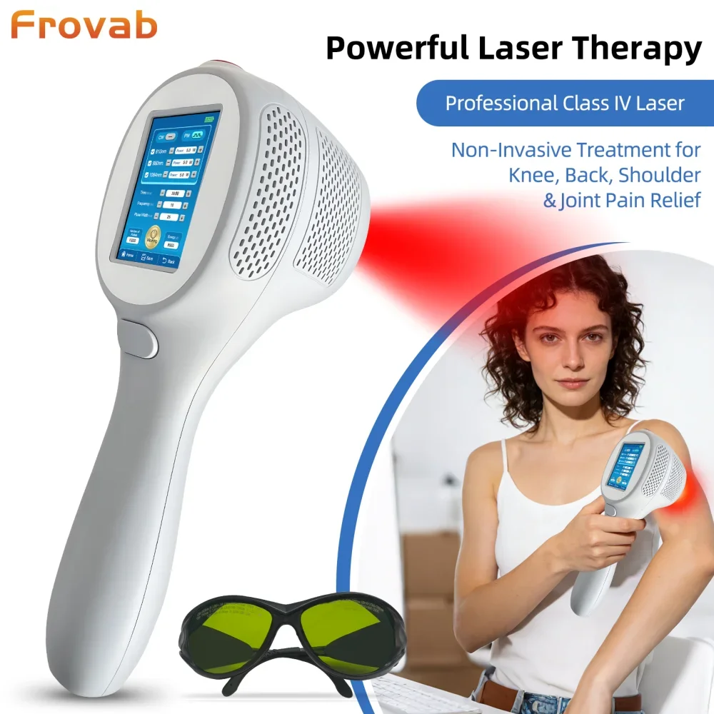 Frovab 15W High Intensity Class IV Laser Therapy Device Smart Touch Screen NIR Physiotherapy for Sciatica Muscle Strain Relief