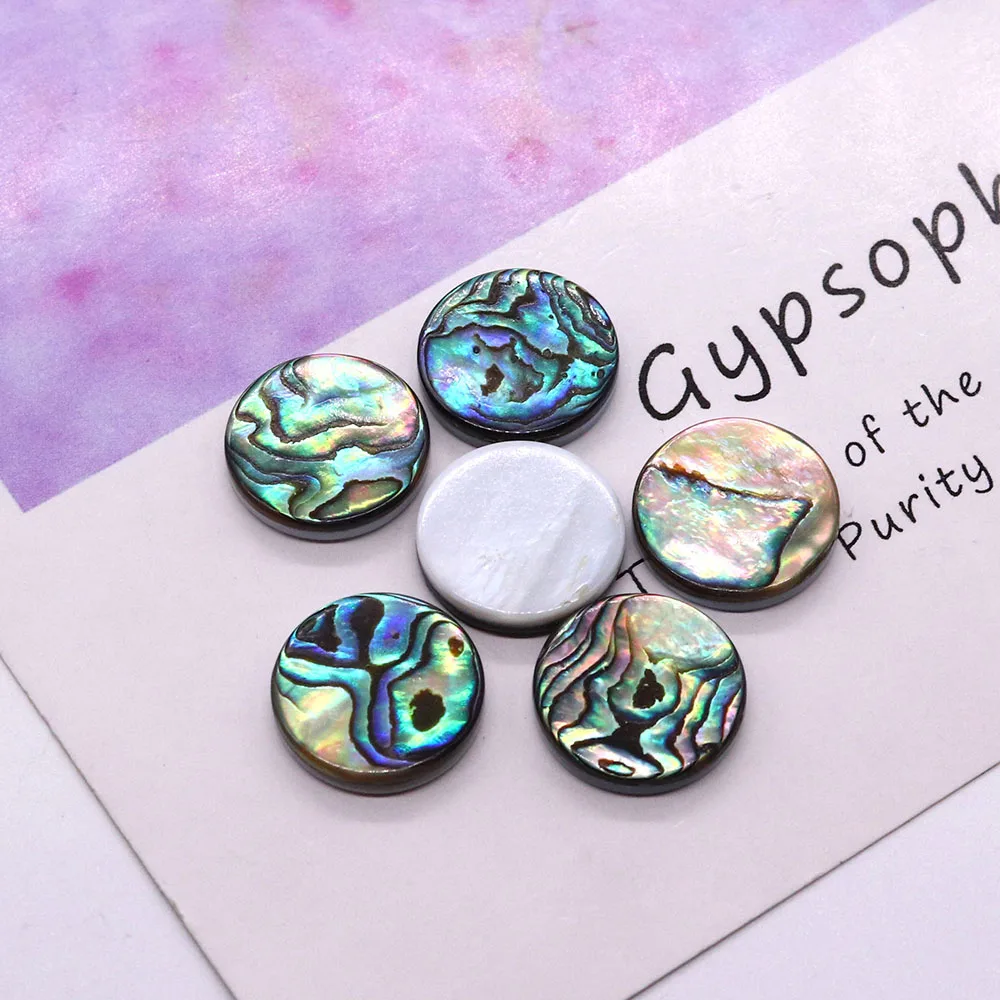 

High-quality Natural Round Abalone Shell Cabochon Loose Holeless Beads Classic Charming Jewelry Making DIY Earrings Bracelets